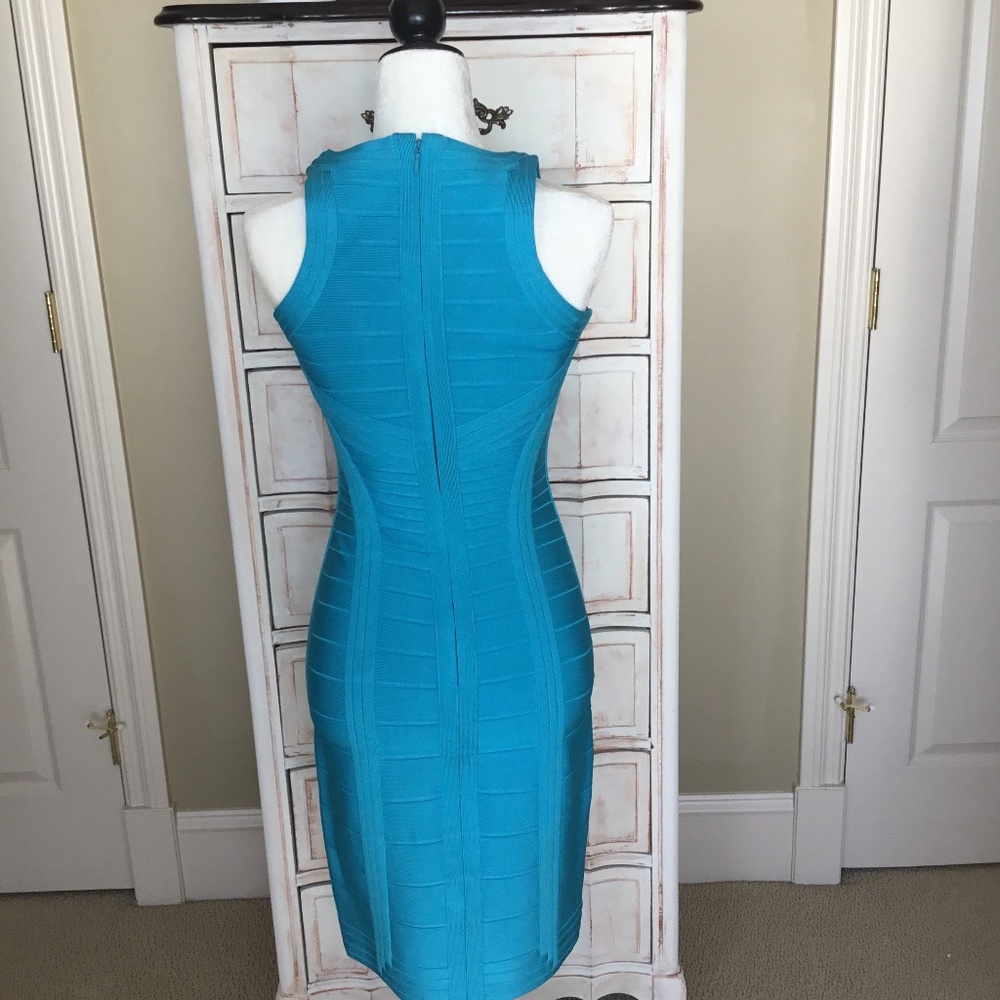 Herve Leger turquoise dress by Max Azaria - Picture 2 of 3